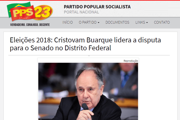 Portal PPS divulga pesquisa realizada no Distrito Federal sobre a disputa eleitoral para Senador