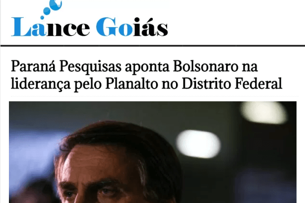 Lance Goiás divulga pesquisa realizada no Distrito Federal sobre a disputa eleitoral para Presidente do Brasil