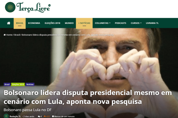 Portal Terça Livre cita em matéria pesquisa realizada pela Paraná Pesquisas