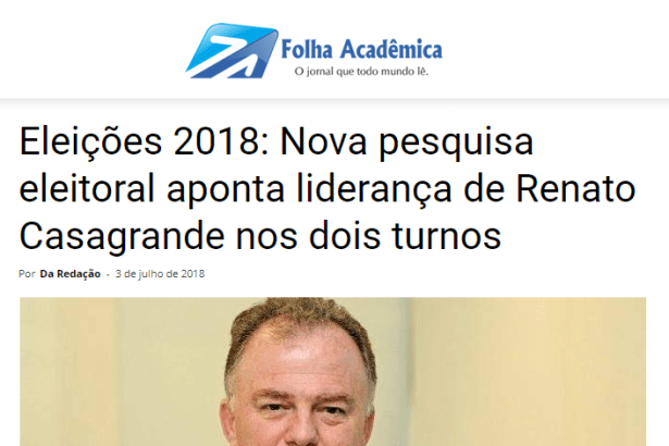 Folha Acadêmica cita em matéria pesquisa realizada pela Paraná Pesquisas