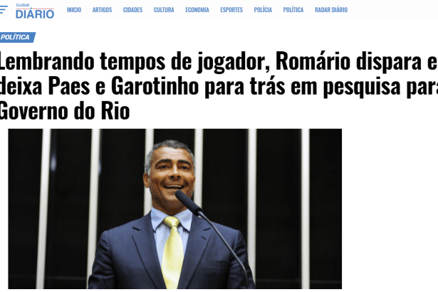 Clique Diário divulga pesquisa realizada no Estado do Rio de Janeiro sobre a disputa eleitoral para Governador