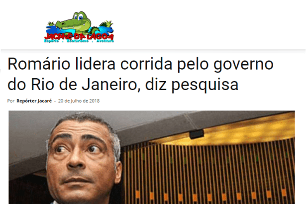 Jacaré da Lagoa divulga pesquisa realizada no Estado do Rio de Janeiro sobre a disputa eleitoral para Governador