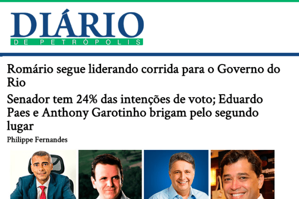 Diário de Petrópolis divulga pesquisa realizada no Estado do Rio de Janeiro sobre a disputa eleitoral para Governador