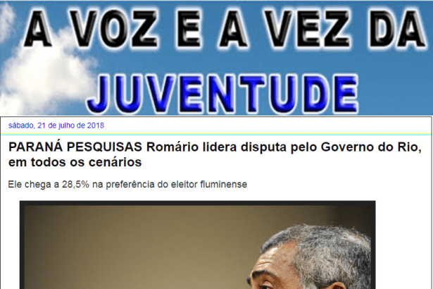 Blog A Voz e a Vez da Juventude cita em matéria pesquisa realizada pela Paraná Pesquisas