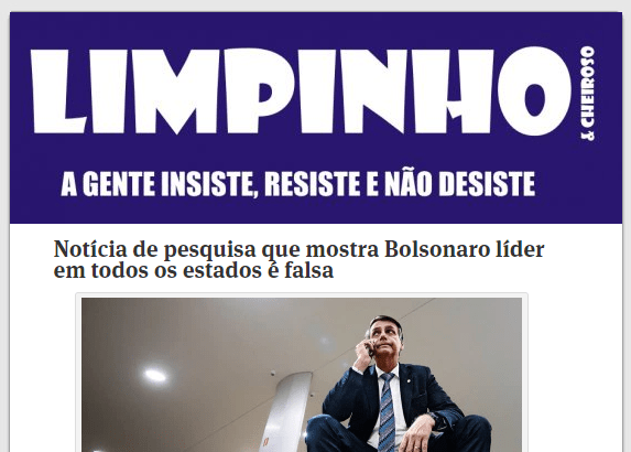 Portal Limpinho e Cheiroso divulga em matéria esclarecimentos sobre a notícia falsa que envolve o nome do Instituto Paraná Pesquisas