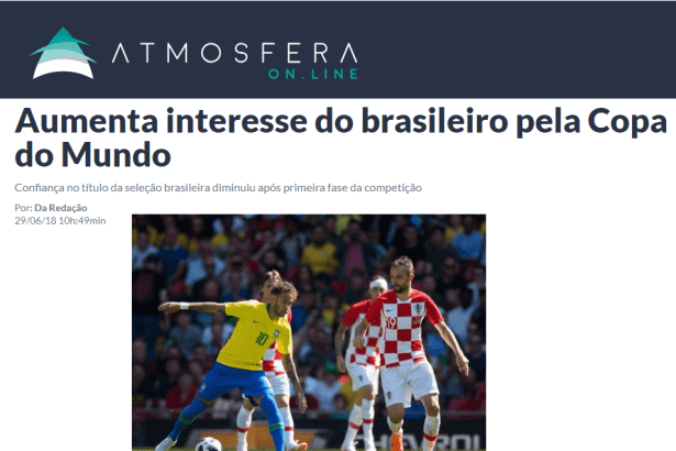 Portal Atmosfera Online divulga pesquisa nacional realizado pela Paraná Pesquisas com a opinião dos Brasileiros sobre a Copa do Mundo