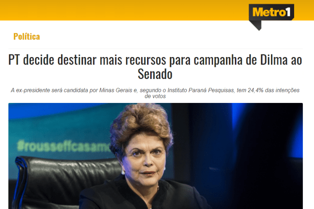 Jornal Metro 1 cita em matéria pesquisa realizada pela Paraná Pesquisas