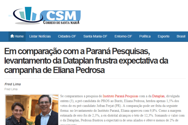 Correio de Santa Maria cita em matéria pesquisa realizada pela Paraná Pesquisas