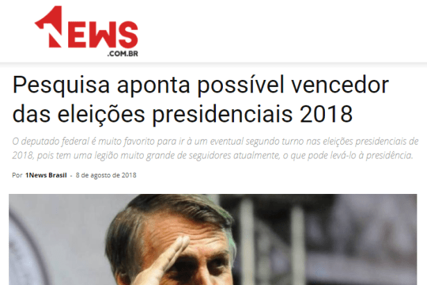 Portal 1News cita em matéria pesquisa realizada pela Paraná Pesquisas