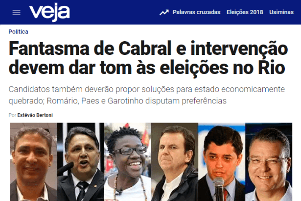 Veja.com - Eleições/ Política cita em matéria pesquisa realizada pela Paraná Pesquisas