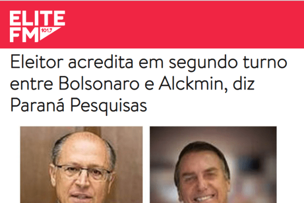 Portal Elite FM cita pesquisa realizada pela Paraná Pesquisas