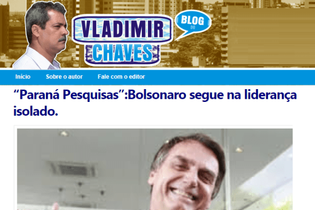 Blog do Vladimir Chaves cita pesquisa realizada pela Paraná Pesquisas