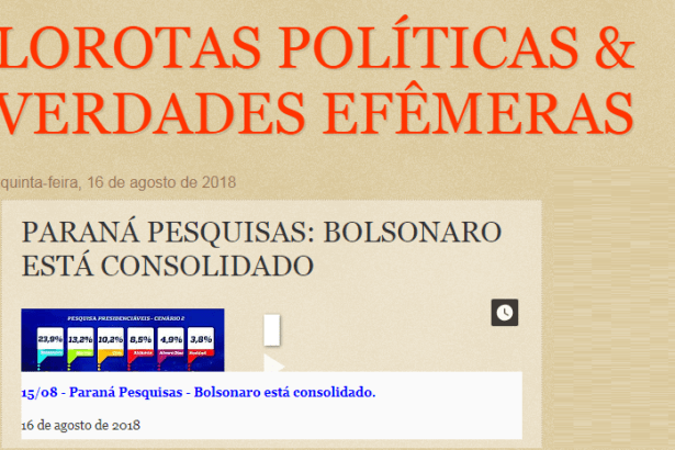 Blog Lorotas Políticas e Verdades cita pesquisa realizada pela Paraná Pesquisas