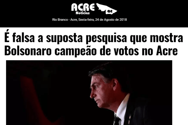 Acre Notícias divulga esclarecimentos sobre a notícia falsa que envolve o nome do Instituto Paraná Pesquisas