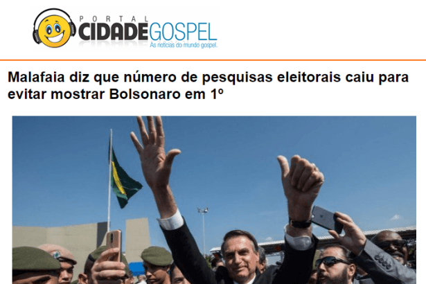 Portal Cidade Gospel cita pesquisa realizada pela Paraná Pesquisas