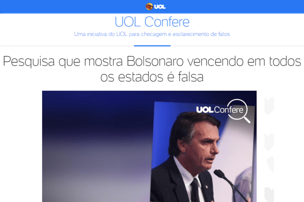 UOL Confere divulga esclarecimentos sobre a notícia falsa que envolve o nome do Instituto Paraná Pesquisas