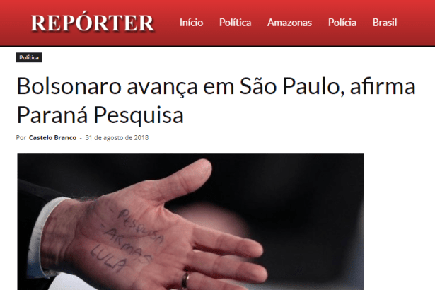 Portal Repórter divulga pesquisa realizada no Estado de São Paulo sobre a disputa eleitoral para Presidente do Brasil