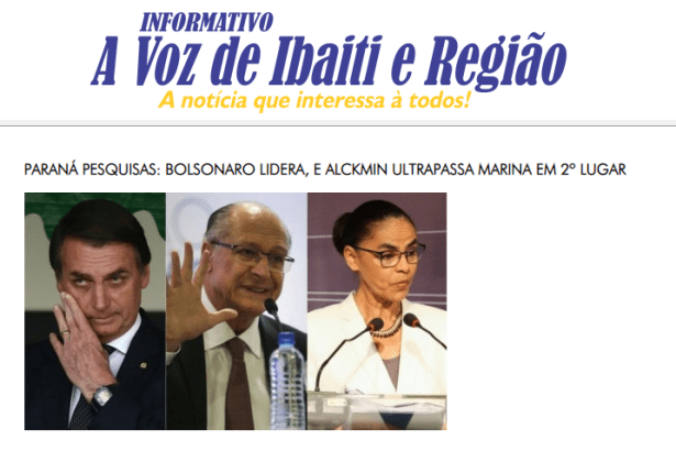 A Voz de Ibaiti e Região cita pesquisa realizada pela Paraná Pesquisas