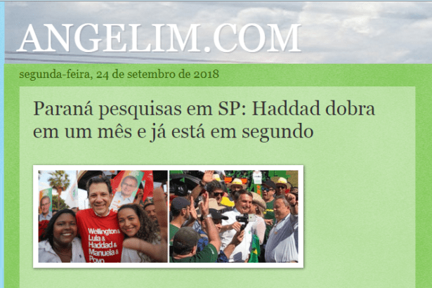 Blog Angelim.com divulga pesquisa realizada no Estado de São Paulo sobre a disputa eleitoral para Presidente do Brasil