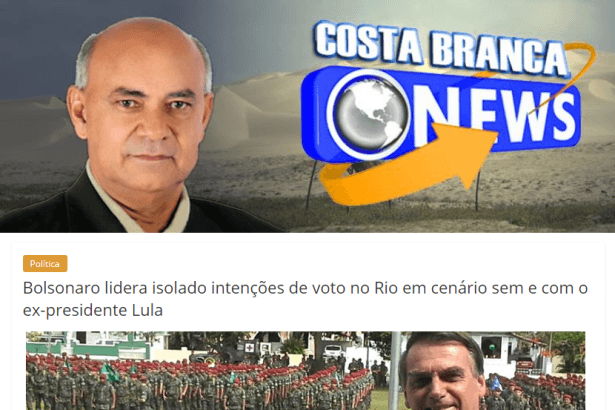 Portal Costa Branca News divulga pesquisa realizada no Estado do Rio de Janeiro sobre a disputa eleitoral para Presidente do Brasil