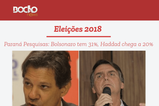 Portal Bocão News divulga pesquisa nacional realizado pela Paraná Pesquisas sobre a disputa eleitoral para Presidente do Brasil