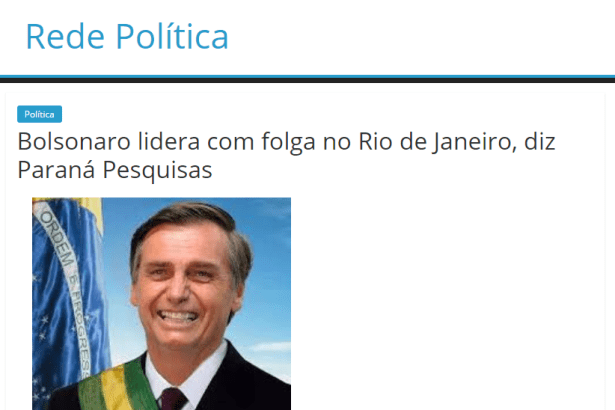 Portal Rede Política cita pesquisa realizada pela Paraná Pesquisas