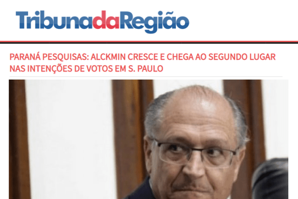 Jornal Tribuna da Região cita pesquisa realizada pela Paraná Pesquisas