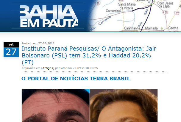 Bahia em Pauta divulga pesquisa nacional realizado pela Paraná Pesquisas sobre a disputa eleitoral para Presidente do Brasil