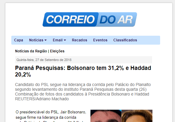 Correio do Ar divulga pesquisa nacional realizado pela Paraná Pesquisas sobre a disputa eleitoral para Presidente do Brasil