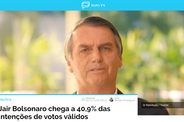 Papo TV divulga pesquisa nacional realizado pela Paraná Pesquisas sobre a disputa eleitoral para Presidente do Brasil