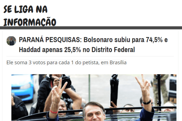 Portal Se Liga na Informação divulga pesquisa realizado no Distrito Federal sobre o SEGUNDO TURNO das eleições para Presidente do Brasil