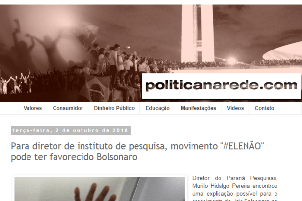 Política na Rede divulga entrevista realizado com o Diretor do Instituto Paraná Pesquisas