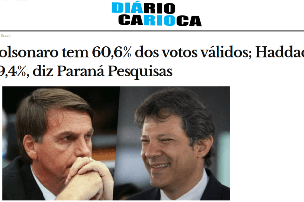 O Diário Carioca divulga pesquisa nacional sobre o SEGUNDO TURNO das eleições para Presidente do Brasil