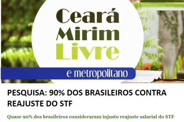 Ceará Mirim Livre divulga pesquisa nacional sobre o aumento de salário dos Ministros do Supremo Tribunal Federal