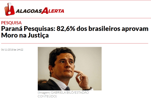 Portal Alagoas Alerta cita pesquisa realizado pela Paraná Pesquisas
