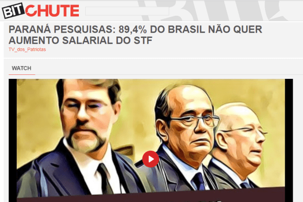 Portal BitChute cita pesquisa realizado pela Paraná Pesquisas