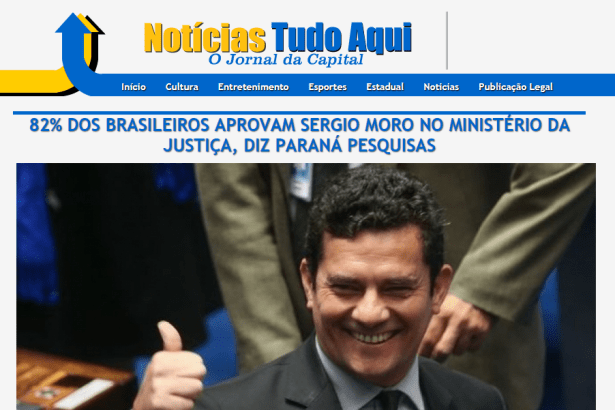 Notícias Tudo Aqui divulga pesquisa nacional sobre a nomeação do Juiz Sérgio Moro para o Ministério da Justiça