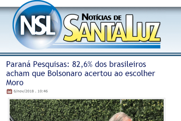 Notícias de Santa Luz divulga pesquisa nacional sobre a nomeação do Juiz Sérgio Moro para o Ministério da Justiça