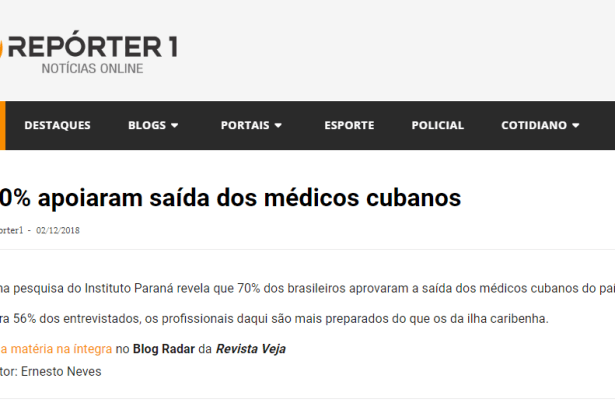 Portal Repórter 1 divulga pesquisa nacional sobre a saída dos(as) médicos(as) cubanos(as) do Brasil