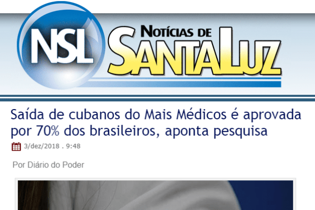 Portal Notícias de Santa Luz divulga pesquisa nacional sobre a saída dos(as) médicos(as) cubanos(as) do Brasil