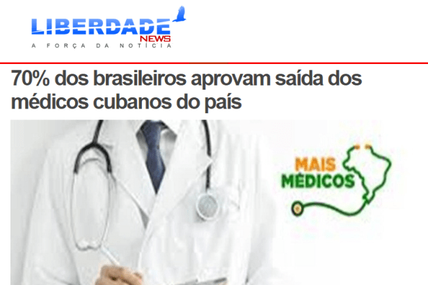 Portal Liberdade News divulga pesquisa nacional sobre a saída dos(as) médicos(as) cubanos(as) do Brasil