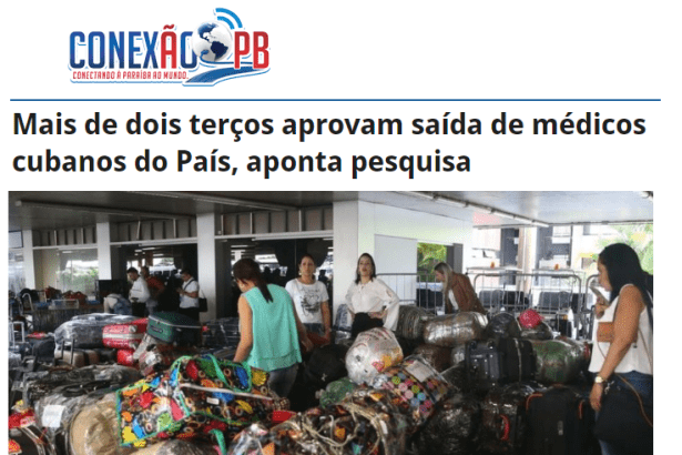 Conexão PB divulga pesquisa nacional sobre a saída dos(as) médicos(as) cubanos(as) do Brasil