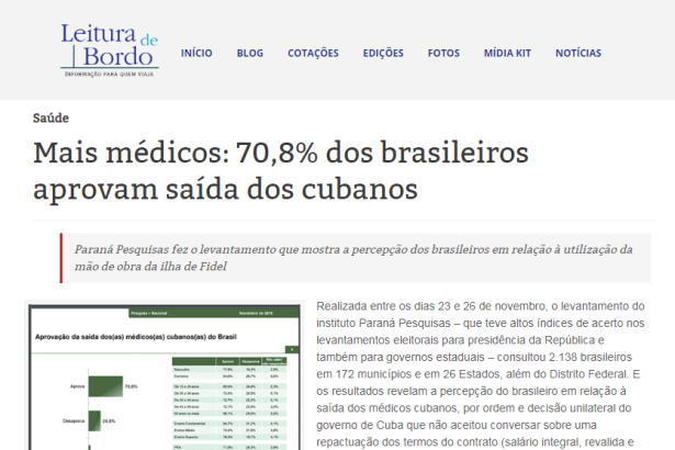 Leitura de Bordo divulga pesquisa nacional sobre a saída dos(as) médicos(as) cubanos(as) do Brasil