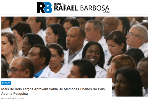 Blog do Rafael Barbosa divulga pesquisa nacional sobre a saída dos(as) médicos(as) cubanos(as) do Brasil