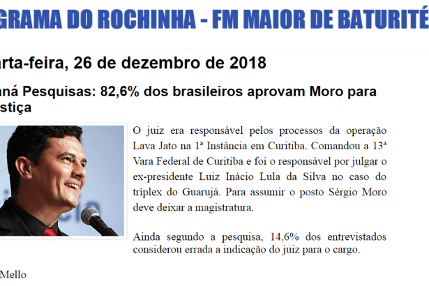 Radialista Rochinha divulga pesquisa realizado pela Paraná Pesquisas