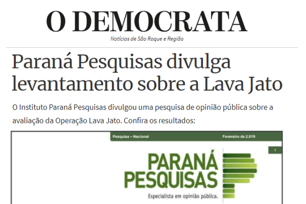 O Democrata divulga pesquisa nacional com a percepção do Brasileiro sobre a Operação Lava Jato