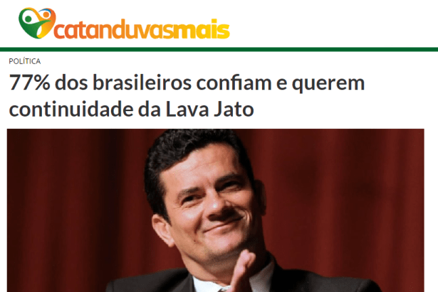 CatanduvasMais divulga pesquisa nacional com a percepção do Brasileiro sobre a Operação Lava Jato