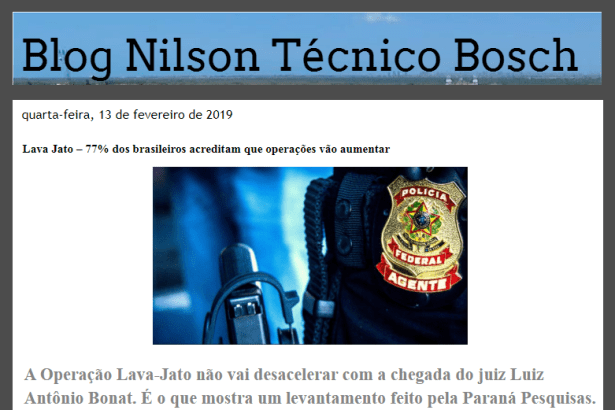 Blog Nilson Técnico Bosch divulga pesquisa nacional com a percepção do Brasileiro sobre a Operação Lava Jato