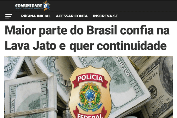 Comunidade F7 Notícias divulga pesquisa nacional com a percepção do Brasileiro sobre a Operação Lava Jato
