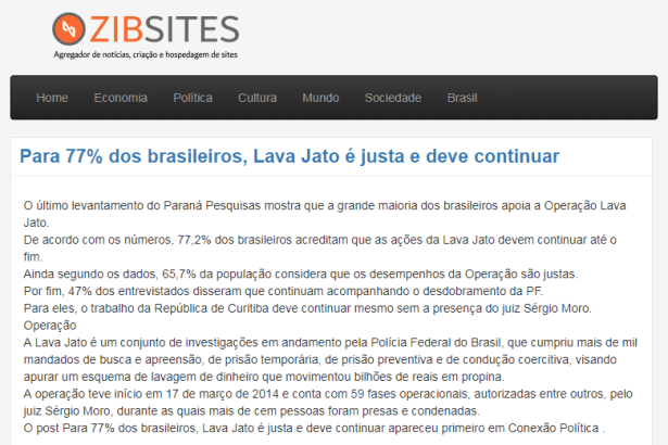 Portal ZIBSITES divulga pesquisa nacional com a percepção do Brasileiro sobre a Operação Lava Jato